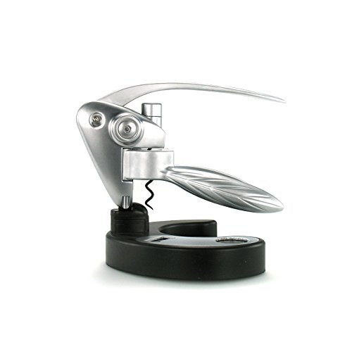 Sacacorchos de palanca plateado y negro