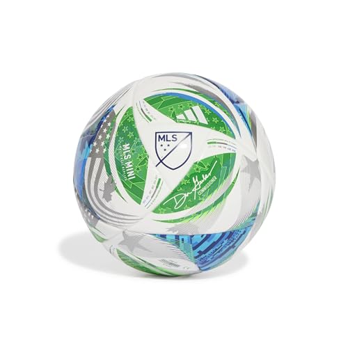 Deal: Adidas Unisex-Adult MLS Mini Soccer Ball,White/Green/Glory Blue/Solar Blue,1