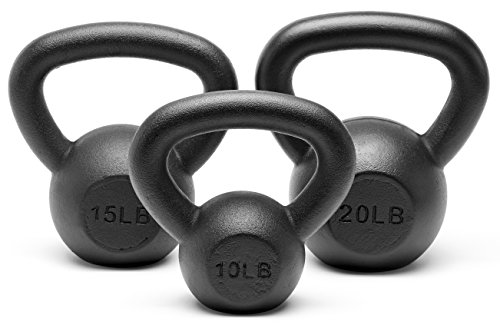 Unipack Powder Coated Solid Cast Iron Kettlebell Weights Set- (10+15+20 lbs) Unipack Powder Coated Solid Cast Iron Kettlebell Weights Set- (10+15+20 lbs)