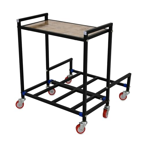 Image of NEOSTAR 2-Tier Wooden Top Metal UPS Stand /Trolley for Two Batteries and Inverter for Home and Office I Load Capacity 160 kg I Double Battery Inverter Stand with 2.5 Inch Wheels.