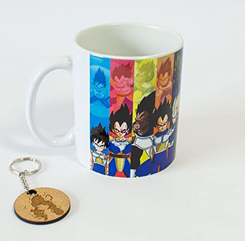 TusPersonalizables.com Tasse Dragon Ball + porte-clés en bois (Vegeta transformations) Cover
