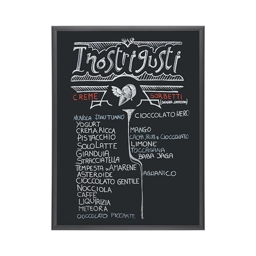 Bi-Office Kamashi Tram - Pizarra de tiza, marco MDF, 60 x 45 cm, color negro