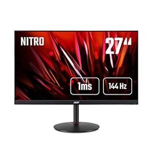 Acer Nitro XV272UP Gaming Monitor 27 Zoll (69 cm Bildschirm) WQHD, 144Hz, 1ms (VRB), 2xHDMI 2.0, DP 1.2a, höhenverstellbar, drehbar, HDMI/DP FreeSync, LED Monitor, Schwarz