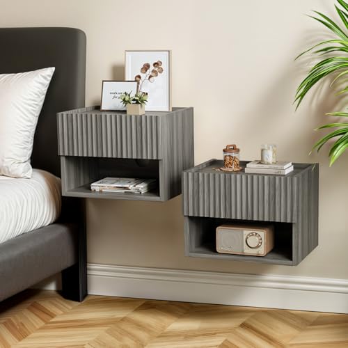 Lazzanto Floating Nightstand Bedroom Bedside Table - Floating Night Stand