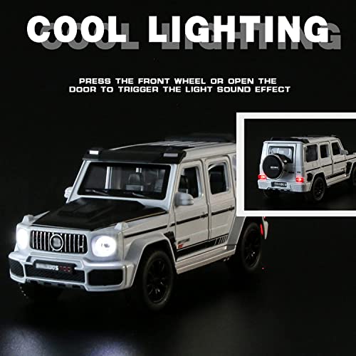 Image of DEOXY Die-cast 1:32 Brabus Model Car Toy for Kids Metal Car Alloy Pull Back with Friction Powered Openable Doors & Light, Music Boys Gifts for Kids (White)