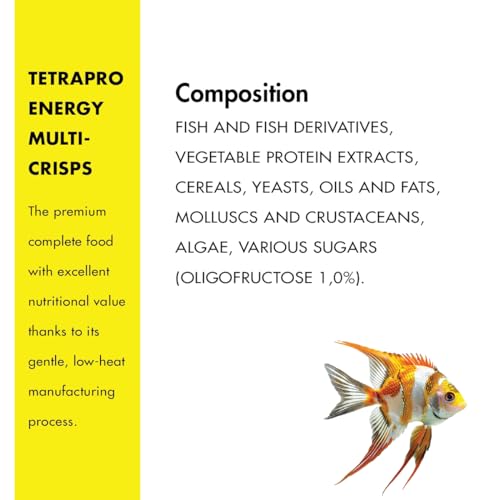 TetraPRO Energy Multi-Crisps Fish Food Premium Complete Food with Extra Energy Oils & Prebiotics for Vitality, Muscle Growth & Clear Water (20 gram, Energy Multi-Crisps)