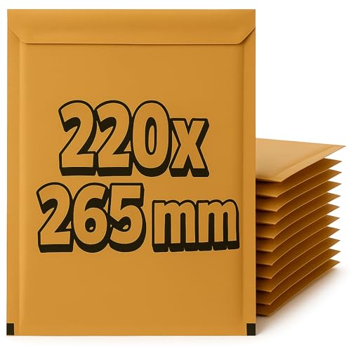 Sobres Acolchados de Burbujas, Sobres Resistentes con Burbujas, Sobres Papel Kraft, Cierre Autoadhesivo, Envuelve y Protege tus envíos, Color Marrón, Tamaño 220 x 265 mm, Pack de 10 unidades