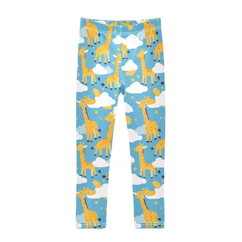 KLL Cute Giraffes Clouds Toddler Girl Basic Leggings Stretch Full Length Pants Exercise