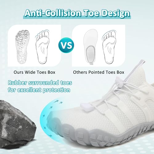 ziitop Wasserschuhe für Damen und Herren Barfußschuhe Unisex Badeschuhe Schnell Trocknend Strandschuhe Leicht Fitnessschuhe Weich Surfschuhe Poolschuhe für Tauchen,Surfen,Wandern,Yoga(Weiß Grau,39EU)