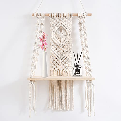 Aresvrgo Makramee Regal, Boho Wanddeko, Handgewebte Natürliche Deko,...
