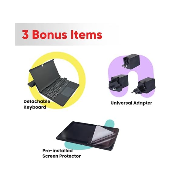 Simbans [3 Bonus Items] TangoTab XL 11.6 Inch Tablet and Keyboard, 2-in-1 Mini Laptop, Android 10, 4 GB RAM, 64 GB Storage, Mini-HDMI, 8MP Camera, USB, GPS, Dual WiFi, Bluetooth Computer PC - TLXL