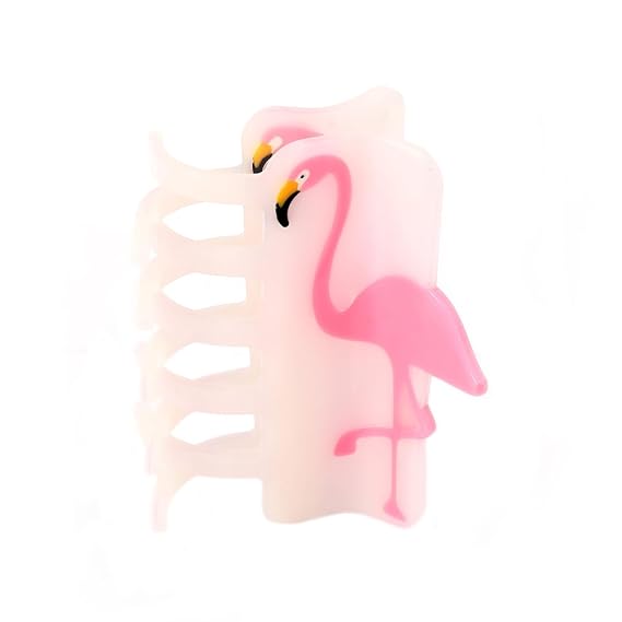 1 Piece Personalized Acetate Novelty Pink and Purple Iridescent Flamingo Hair Claw Clip