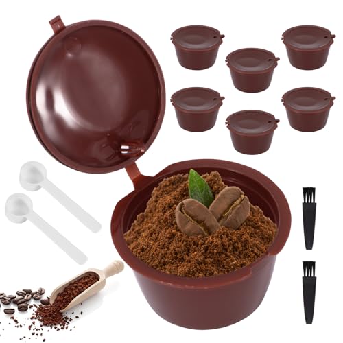 Cápsulas Filtros De Café, 6 Piezas Cápsulas De Café Recargables Capsulas Reutilizables Para Cafetera, Capsulas Reutilizables dolce gusto (Marrón-6PCS)