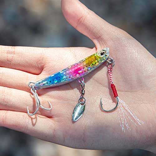 Goture メタルジグセット ライトショアジギング 10g/15g/20g/25g/30g/40g シーバス ヒラメ 青物 アシストフック付き 4個セット ルアー (40g) 5枚目