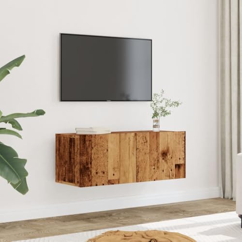 Gecheer Väggmonterade TV-möbler 2 st gammalt trä 80 x 30 x 30 cm, modernt vardagsrumsmöbler, modernt TV-skåp, vägg-TV-skåp, hängande skåp för vardagsrum