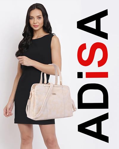 Image of ADISA two tone handbag 3 compartments shoulder bag for women and girls with sling belt (AD4084)