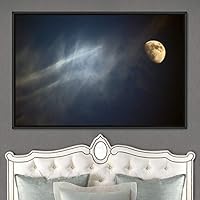 Framed Canvas Wall Art Lunar Eclipse Aerial Astronomy & Space Expressive Global Moon Multicolor Photography Realism Warm - 16x24 inches