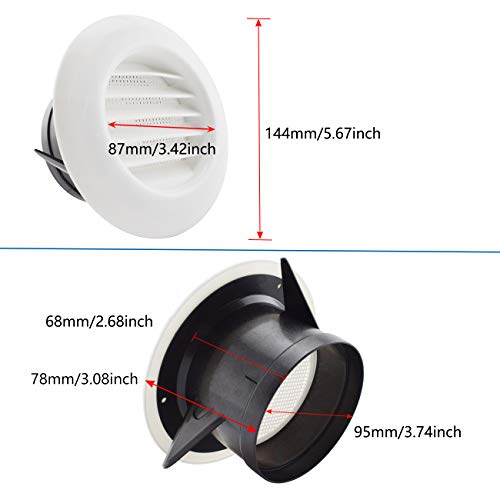 Image of SDTC Tech 4 Inch Round Air Vent ABS Louver Grille Cover with Built-in Screen Mesh Detachable Soffit Air Exhaust Vent for Bathroom Kitchen Bedroom Office