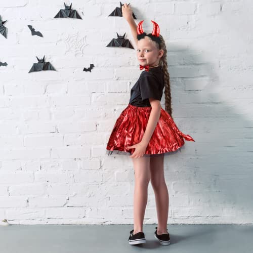 HONMOK 4 Pezzi Rosso Corna da Diavolo Halloween