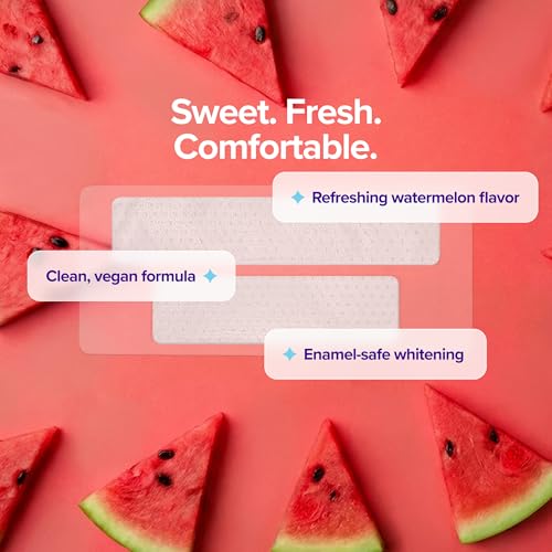 Image of BURST Sensitive Teeth Whitening Strips (Watermelon) | 20 Strips /10 Treatments - Each with 1 Upper /1 Lower | Visible Results in 15 Minutes | No-Slip Grip | Enamel-Safe Whitening Kit