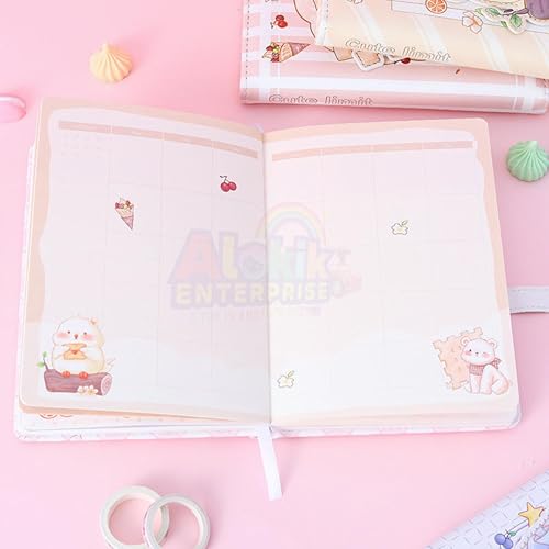 Image of Alokik Enterprise Cute Animal Cartoon Diary Notebook with Magnetic Lock Strap - Bear, Bunny, Duck & Unicorn Designs A6 Size PU Leather Cover Journal for Kids, Girls, School, Office & Gift(1 Pcs)