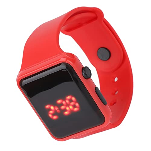 CHICIRIS Quadrate Shape LED Digital Sport Watch with Backlit Display for Girls 7-12, 2.2cm Strap Width (Red)