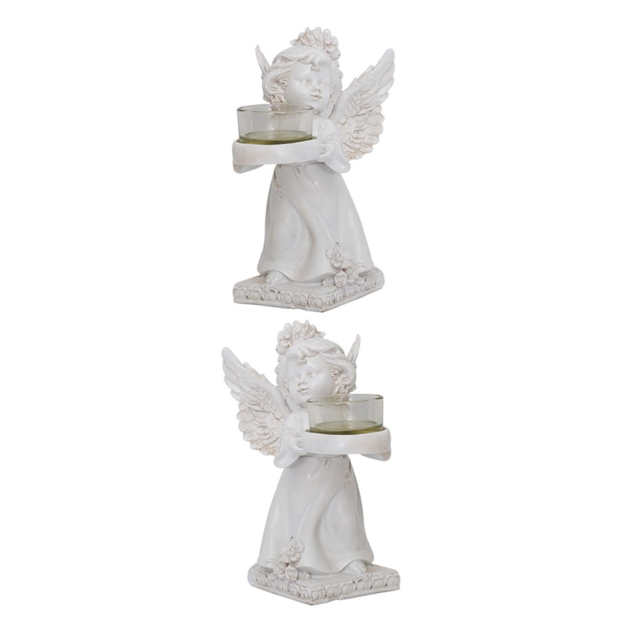 MAGICLULU 2 Candelabros Retro Forma de Ángel, de Resina y Vidrio, Ligeros y Portátiles, para Decoración de Escritorio y Cumpleaños