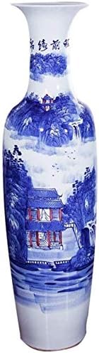 YONGYONGCHONG Vases Vase Vases Ceramic Floor Standing Large Classical for Dry Flowers Decoration Art Home Household Living Room Hotel Bedroom Office Blue 33 X 120 cm