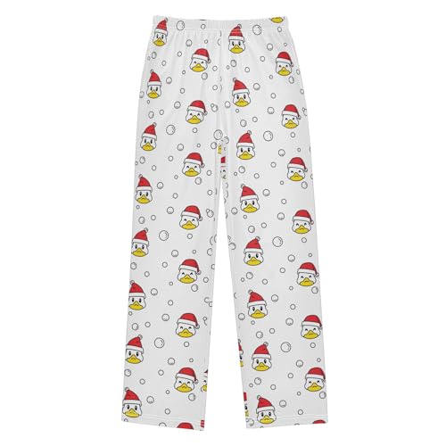 Boys' Pants Christmas Duck Hat Snow Bird Head Long Bottoms Jogger Pants Elastic Waist Trousers with Pockets S-XL