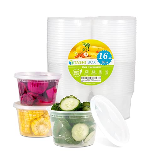 Tashibox Food Storage Deli Containers With Lids 16 Oz, 40 Sets #TOP27