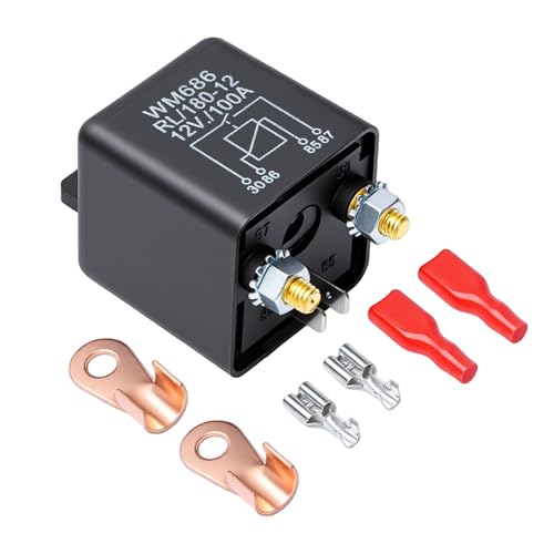 APIELE Batterie Trennrelais Relais 12 V 100 A 4-Polig Für Pkw LKW Kfz Auto Boot Camping Wohn mit 2Pin Footprint + 2 Anschluss für Steuerbatterie EIN/AUS