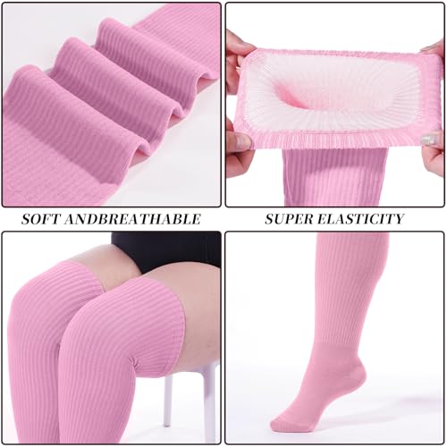Image of Moon Wood Plus Size Thigh High Socks for Thick Thighs- Womens Knit Cotton Extra Long Over the Knee High Socks Leg Warmer