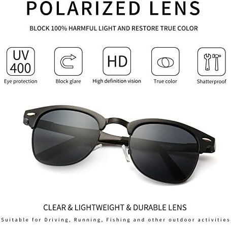 SUNGAIT Half Frame Retro Sunglasses + Vintage Round Style