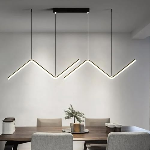 Lustre salon LED dimmable et plafonnier noir réglable en hauteur