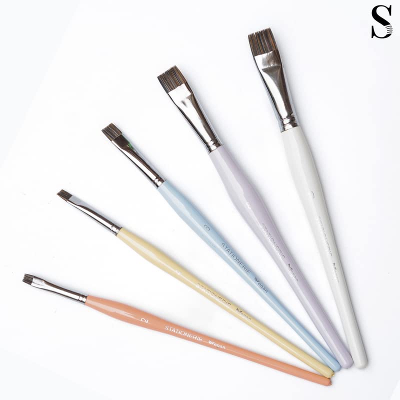 Image of Stationerie Paint Brush Set Soft Aqua Blender Synthetic Hair with Stainless Wire Ideal for Art Paint, Watercolor, Quill, Oil Acrylics, Artists Flat Blender Brush Set (Candy Edition)
