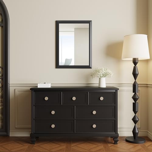 Image of 24x32 Inch Black Framed Bathroom Mirrors for Over Sink