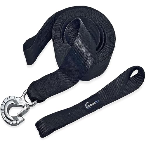 WavesRx Ersatz-Zurrgurt für Boots- und Jetski-Anhänger | Zurrgurt mit Haken für Anhänger | Hochwertige PWC- und Bootsgurte aus Edelstahl 316 in Marinequalität (2' x12' (Jet Ski))