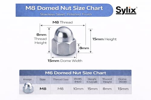 Image of SYLIX 8MM Stainless Steel Hex Dom Nut (50 PCS)