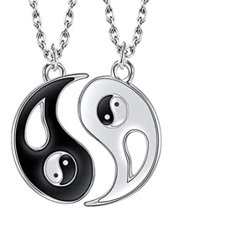 XiXiRan Collier Yin Yang pour Couple - Pendentif Tai Chi en Argent Acier Inoxydable - Bijoux pour Deux