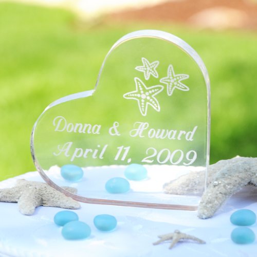 CATHY'S CONCEPTSBeach Wedding Acrylic Heart Cake Topper