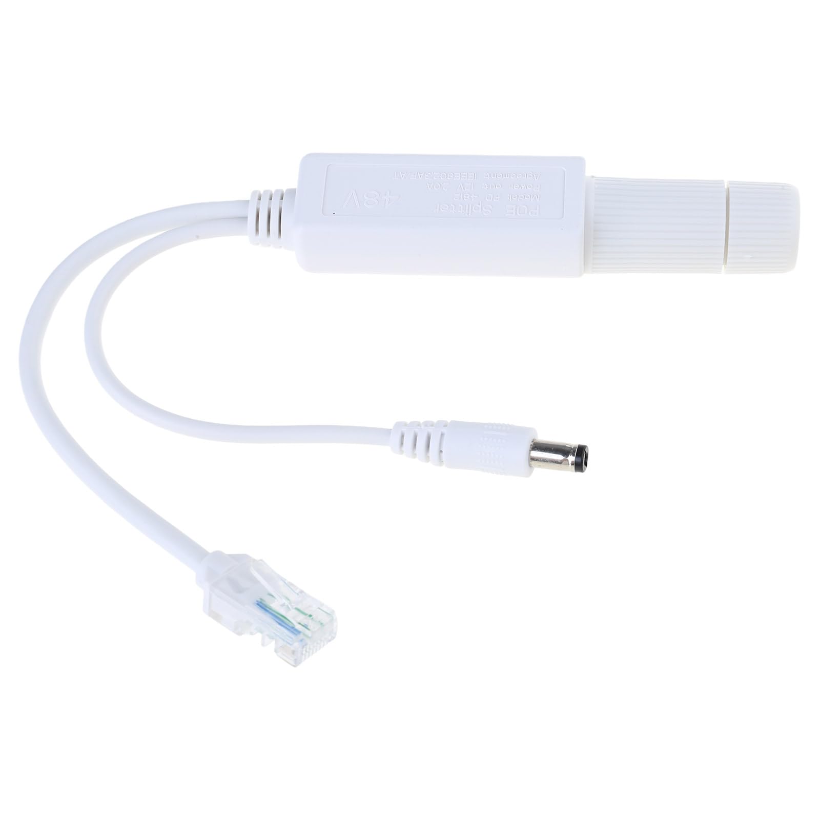 PTILSERY Waterproof Splitter Adapter 48V to DC12V Power Over Ethernet Splitter IEEE802.3af Compliant for Camera VoIP Phone