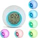 Despertador Infantil, LTXDJ Reloj Despertador para niños con 7 Colores y 6 Tonos de Llamada Naturales, con Hora, Fecha, Temperatura, Función Snooze