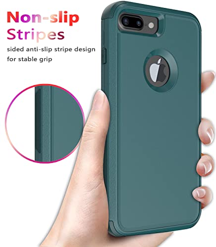 Diverbox Designed for iPhone 8 Plus case iPhone 7 Plus case with Screen Protector Heavy Duty Shockproof Shock-Resistant Cases for Apple iPhone 8 / 7plus Phone (Dark Green+Screen Protector)