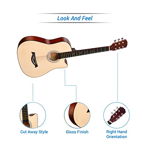 Image of (Refurbished) Blueberry 38C, 38 inch Acoustic Guitar Kit with Bag, Strap, One Pack Strings And Picks (Natural)