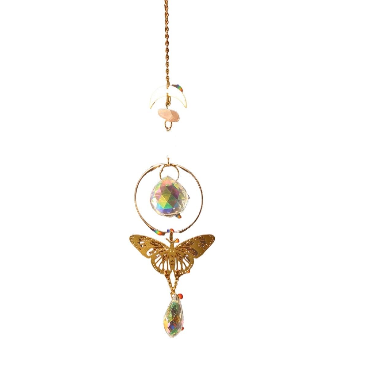 Yupliodsx 4 Crystal Suncatcher Wind Chimes Crystal Decor Translucent Moth Crystal Sun Catcher Crystal Hanging Ornament Ceremonial Window(4)