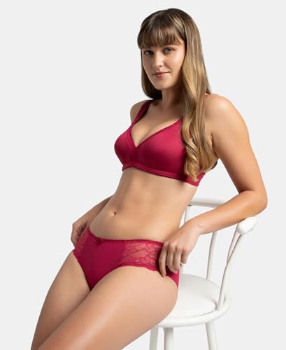 Image of Jockey 1820 Women Wirefree Non Padded Soft Touch Microfiber Elastane Stretch Full Coverage Everyday Bra with Stylised Mesh Panel