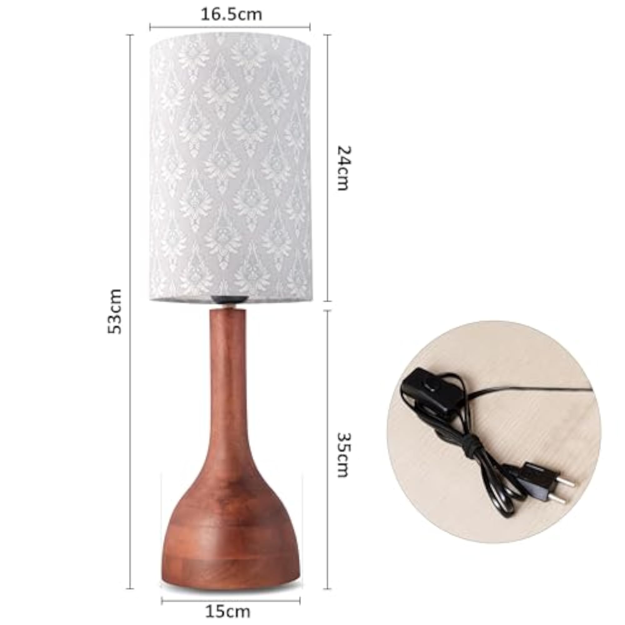 Mango Wood Table Lamp Shade, Handcrafted Natural Design