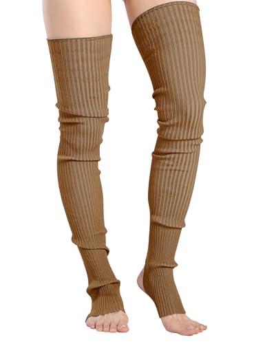 Image of v28 Women Girls Thigh High Long Neon Ribbed Knit Leg Warmers Plus Size Boot Extra Long Large Socks Available in S~3XL