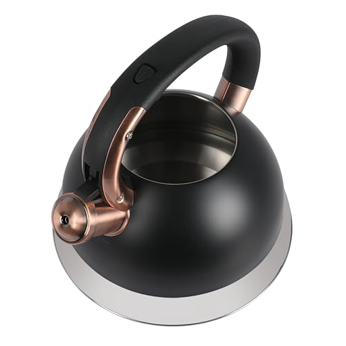 Mr. Coffee Flintshire 2.2 Quart Large Whistling Stainless Steel Tea Kettle - Matte Black W/Copper
