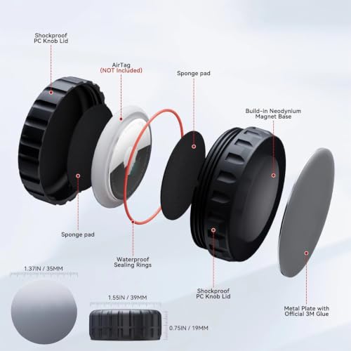 Image of IP68 Waterproof Magnetic case for Air aiTag, Hidden Mount, Metal Base
